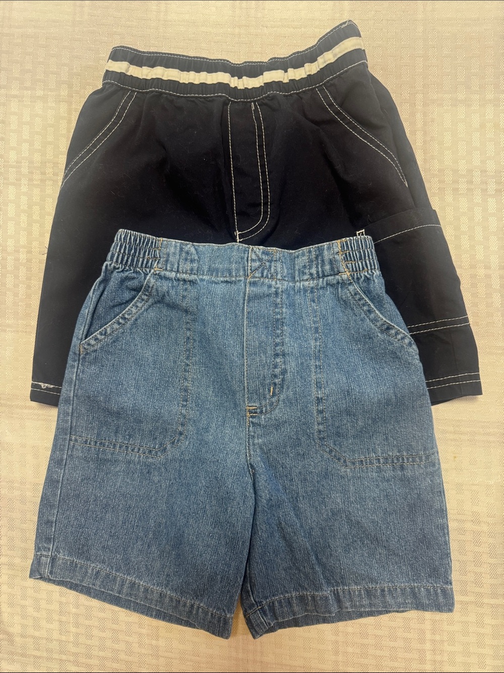 okie dokie Navy Knit & Blue Denim Kids Shorts Set